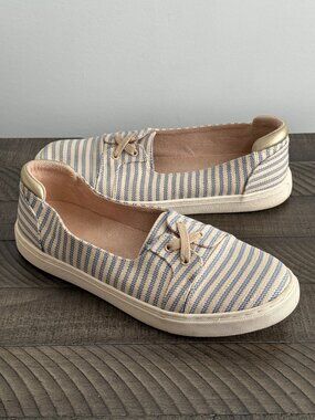Kelly & Katie Striped Canvas Slip-On Shoes Size 9